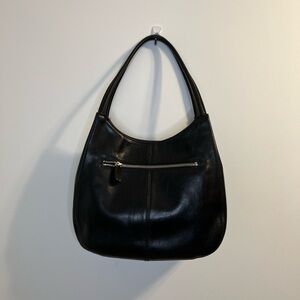 Monsac black leather shoulder bag